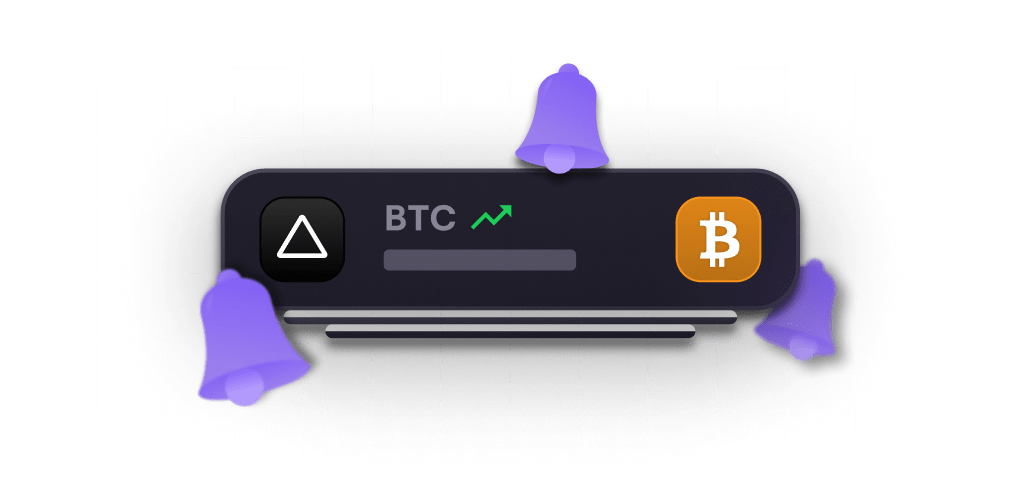 Eaglebyte Mining Investment Tracker notifications visualisation with a Bitcoin ticker and bells